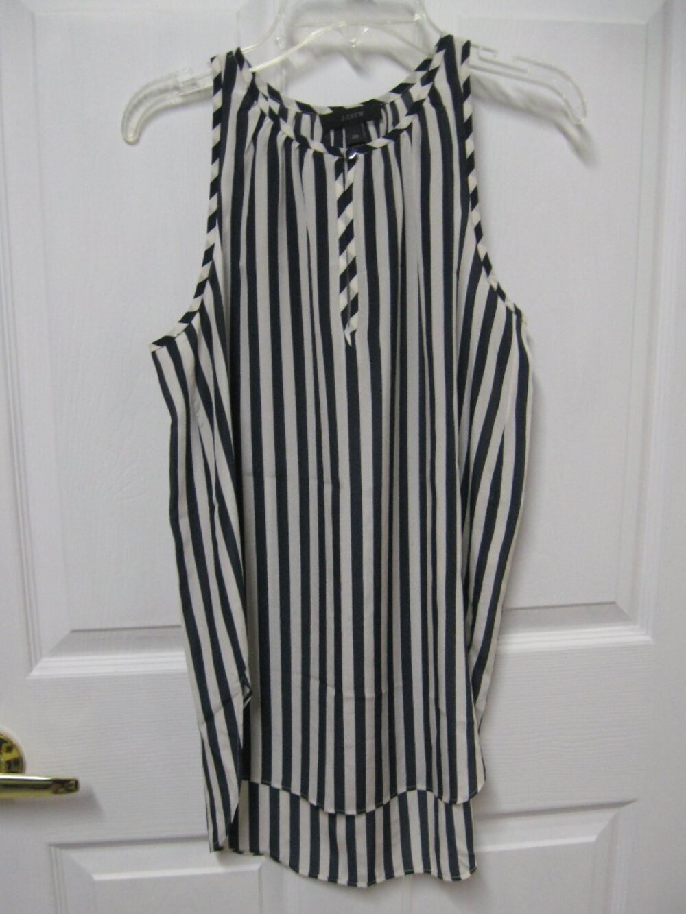 J. Crew 100% Silk Tank Top Black Stripe Size 00